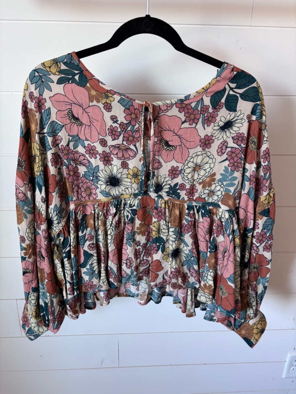 O'Neill Pink Multi Floral Peplum Blouse